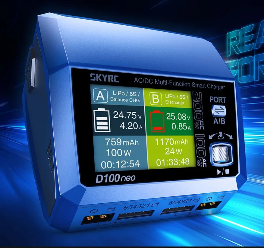 SkyRC D100neo Charger SK-100199 AC100W DC200W Smart Lipo Charger Replacement For D100 V2 Upgrade