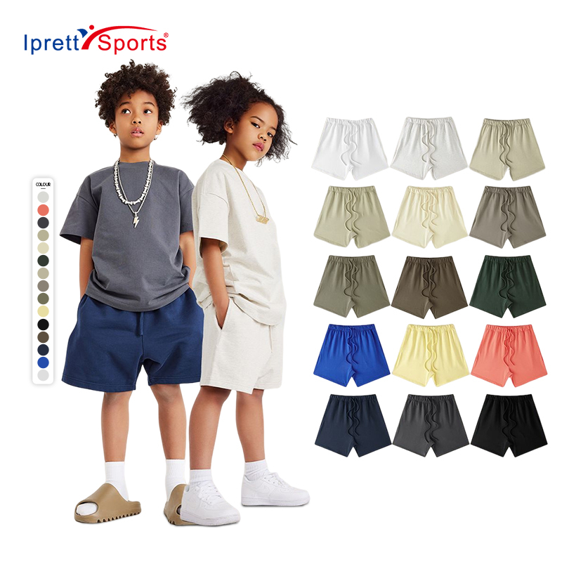 100%Cotton Screen Printed Causal Shorts for Girls and Boys Plain Kid's Shorts 425G Children's Sports Shorts
