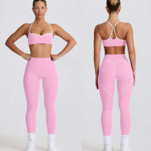 Fitness Training Set Breathable Shockproof Sports Top Ankle-Length Pants Peach Heart Hip Lifting Yoga