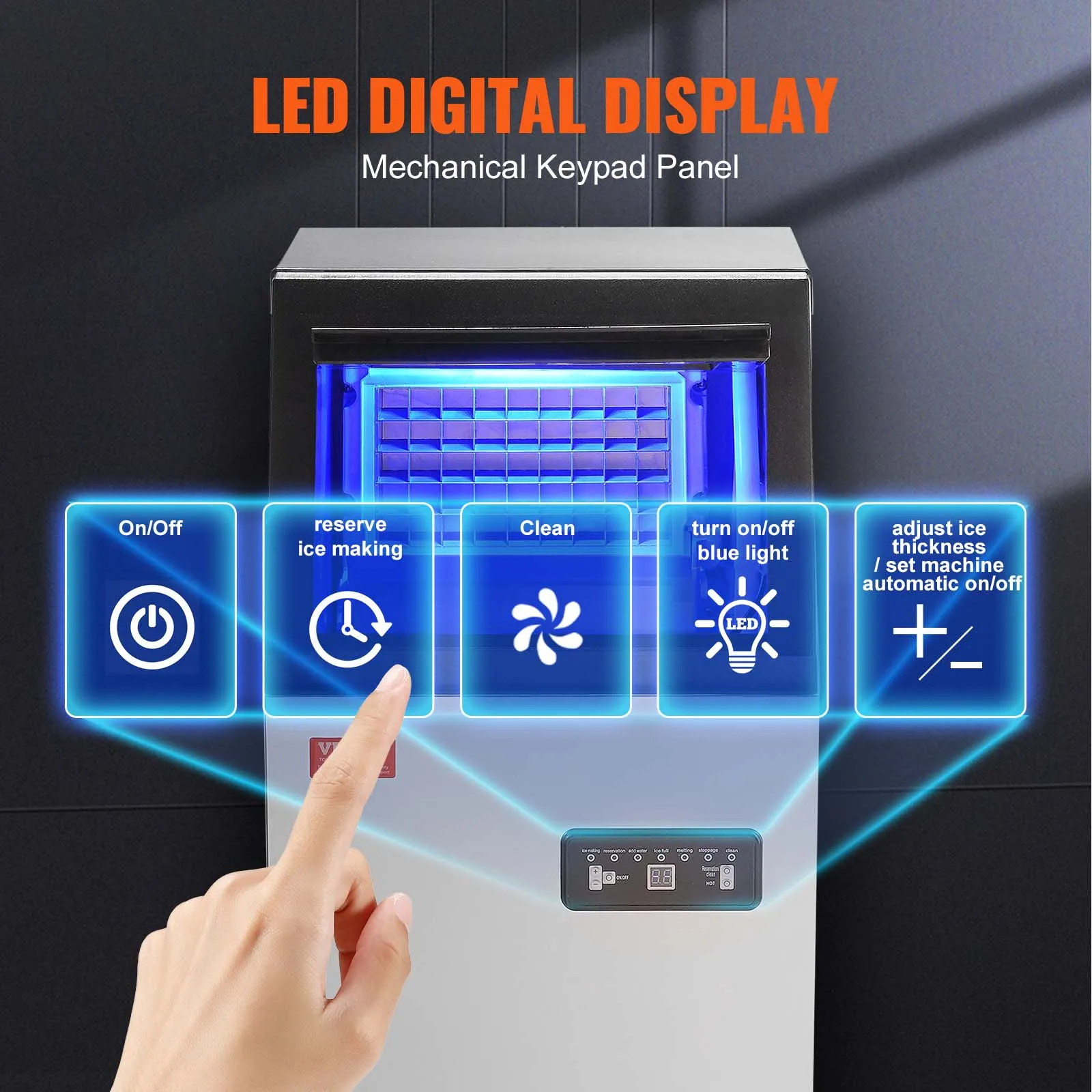 SucceBuy Commercial Ice Maker 100lbs/24H Ice Making Machine 45 Ice Cubes in 12-15 Minutes Freestanding Cabinet Ice Maker - Image 6