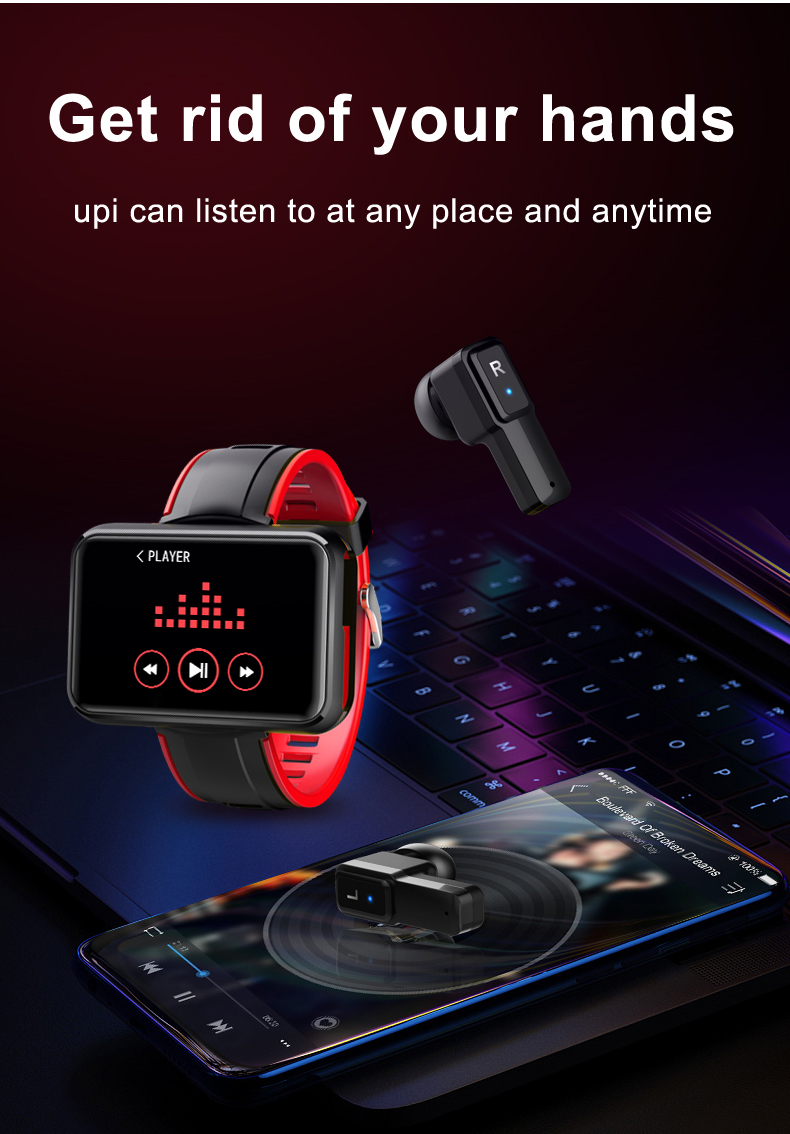 Wholesale Sport Smart Watch IP67 BT Music Remote Control Camera Blood Oxygen Smartwatch With Wireless Earphone - Image 4