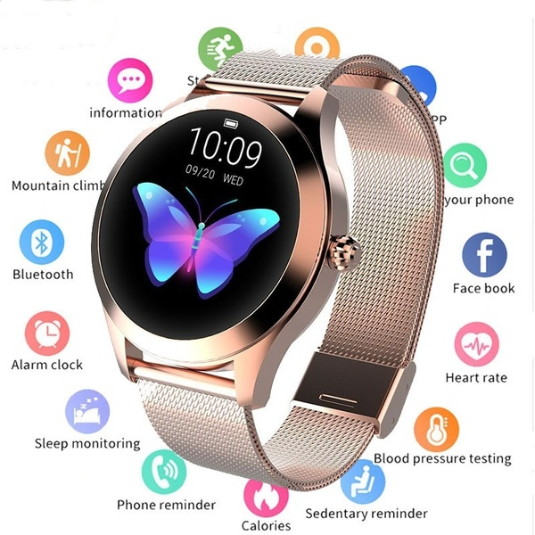 Hot IP68 Waterproof Heart Rate Monitoring Stainless Steel Kw10 Smartwatch Women Smart Watch Fitness Bracelet - Image 2