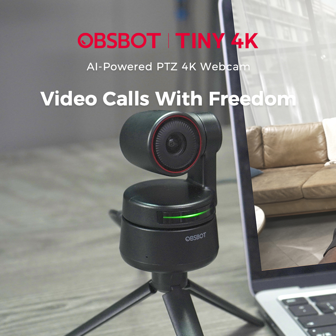 OBSBOT Tiny 4K AI Powered Webcam AI-Tracking Auto-Framing Gesture Control HDR Dual Omni-Directional Mic Recording Streaming - Image 4
