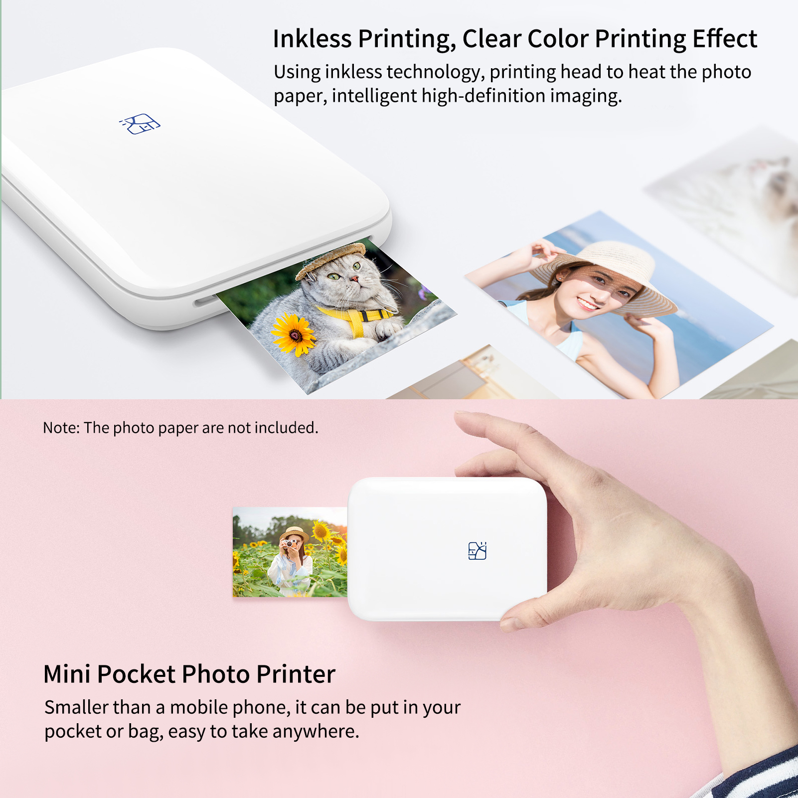 HPRT 2*3inch Compact Portable Mini Color Photo Printer MT53 HD Zink Paper 550mAh Share Creative DIY for Students Office Travel - Image 5