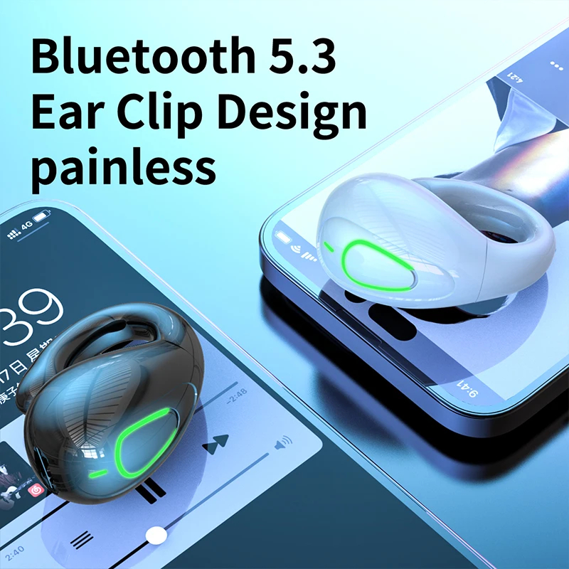 S20 wireless ear clip Bluetooth earphones are not in the ear and comfortable to wear. They are open high pitched headphones - Image 2