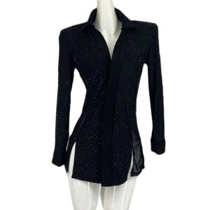 Men Standard Dance Clothes Black Slimming Flexibility Performances Long Sleeve Latin Ballroom Waltz Flamenco Dancing Costume