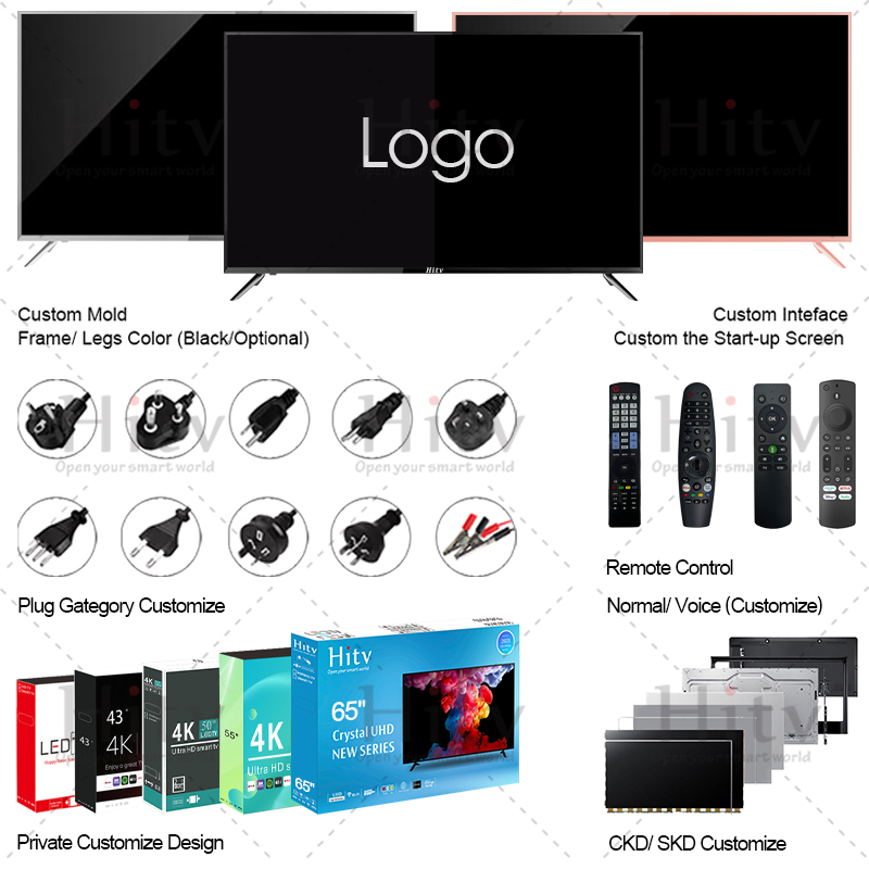 Accept Custom Television 65inch Smart TV 4K UHD LED TV 65 75 85 Inch Tvs