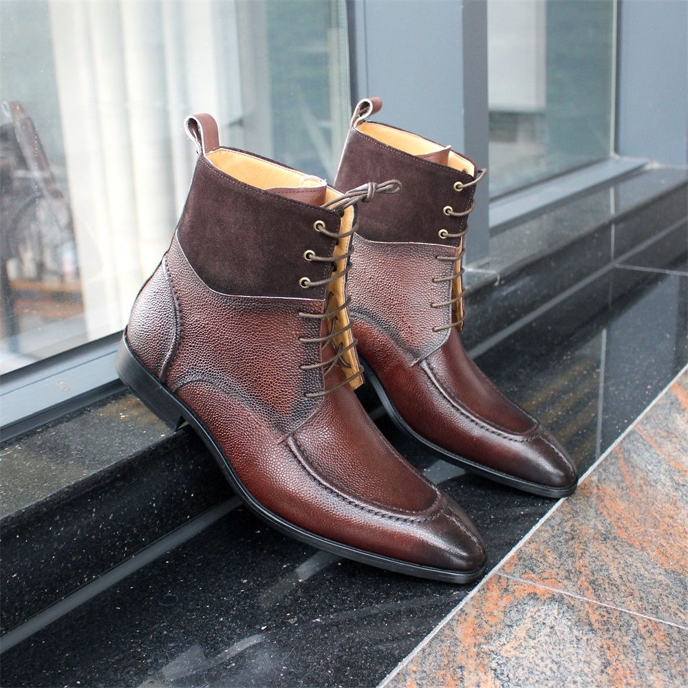 Latest Italian Long Boots Wholesale Genuine Leather Mixed Boots Men's Dress Oxford Shoes for Party - Image 4