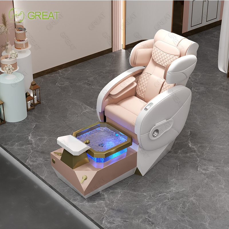 New Arrival White pink Beauty Salon Foot Manicure Chair Electric Nail Salon Pedicure Chair with Luxury Human Touch Massage - Image 5