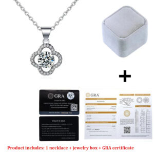 AETEEY D Color Real Moissanite Diamond Clover Pendant Necklace Pure S925 Sterling Silver Wedding Fine Jewelry for Women PE026