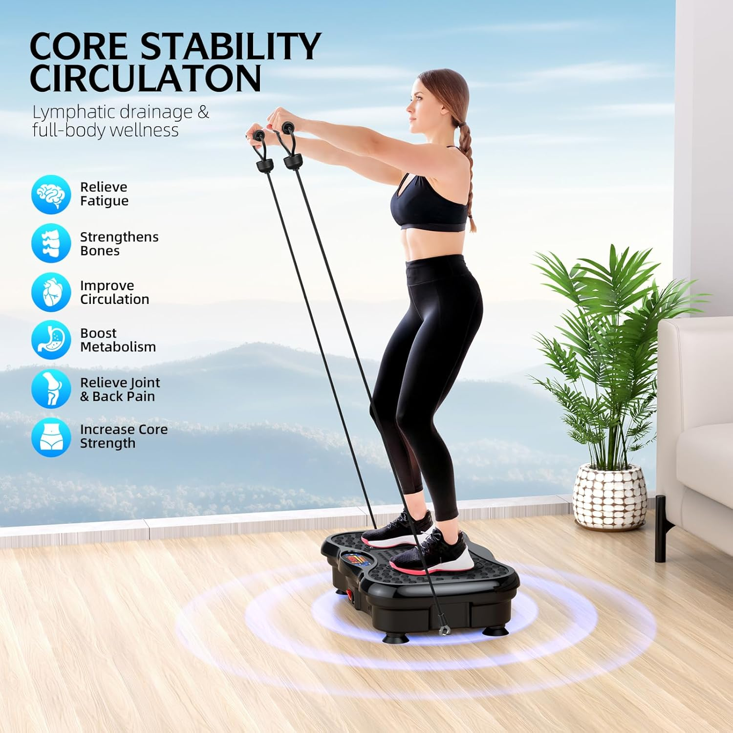 Phenitech Vibration Plate Exercise Machine, Lymphatic Drainage & Muscle Recovery, Portable Shaker Board for Home Gym - Image 6