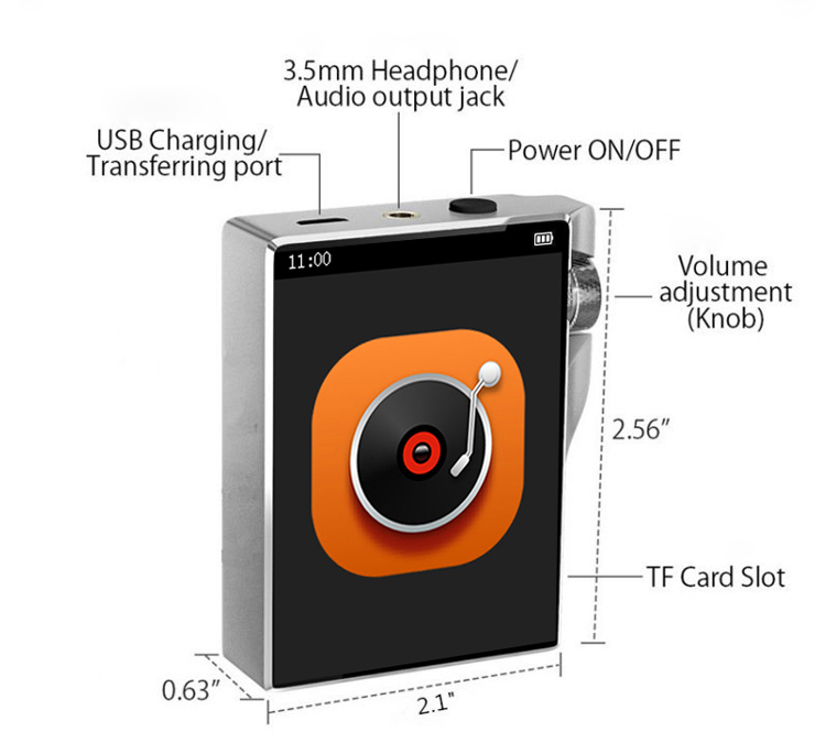 Digital Lossless Audio Player DSD256 APE FLAC Built-in 32GB EMMC Memory Portable HiFi Blue Tooth Music Player - Image 6