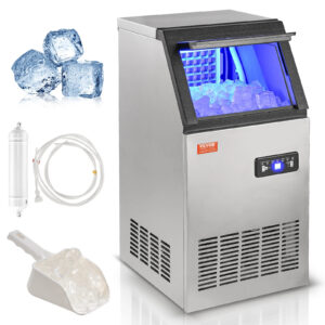 SucceBuy Commercial Ice Maker 100lbs/24H Ice Making Machine 45 Ice Cubes in 12-15 Minutes Freestanding Cabinet Ice Maker