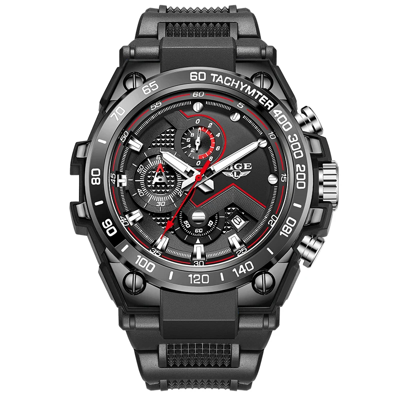 LIGE Waterproof Watches For Men Fashion Creative Silicone Men's Quartz Wristwatch Military Sports Date Chronograph Montre Homme - Image 2