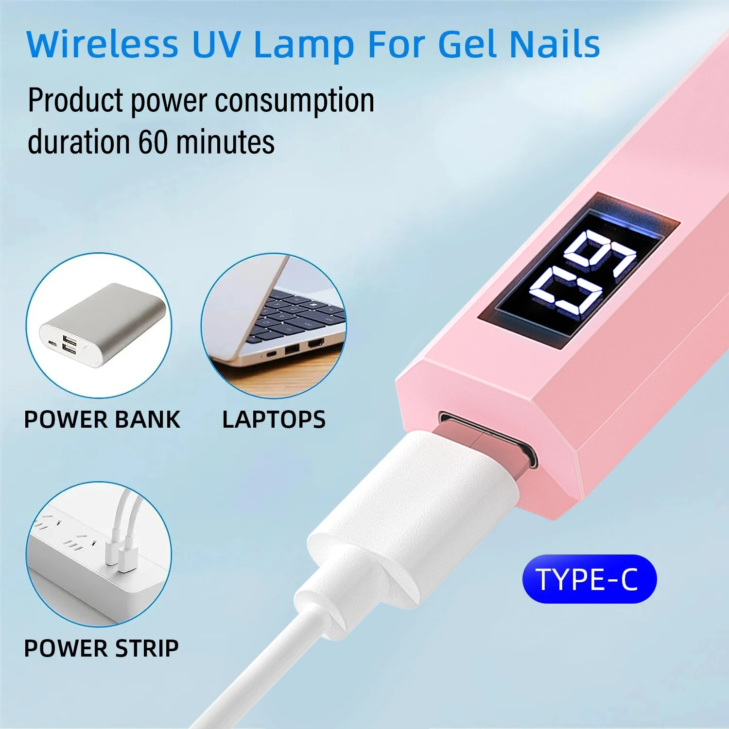 YIKOOLIN Convenient Handheld Nail Dryer Lamp UV/LED Nail Curing All Gel Polish Nail Art Tool USB Rechargeabl Quick Dry Nail Lamp - Image 2