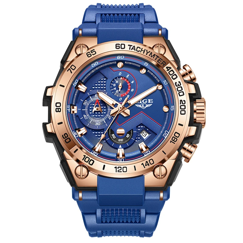 LIGE Waterproof Watches For Men Fashion Creative Silicone Men's Quartz Wristwatch Military Sports Date Chronograph Montre Homme - Image 4