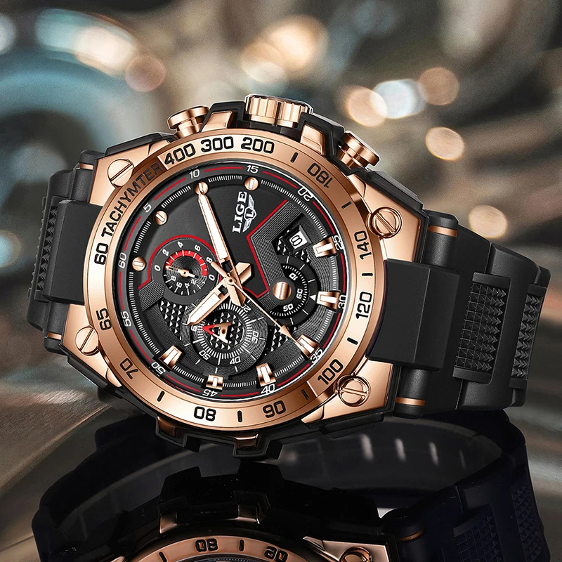LIGE Waterproof Watches For Men Fashion Creative Silicone Men's Quartz Wristwatch Military Sports Date Chronograph Montre Homme - Image 10