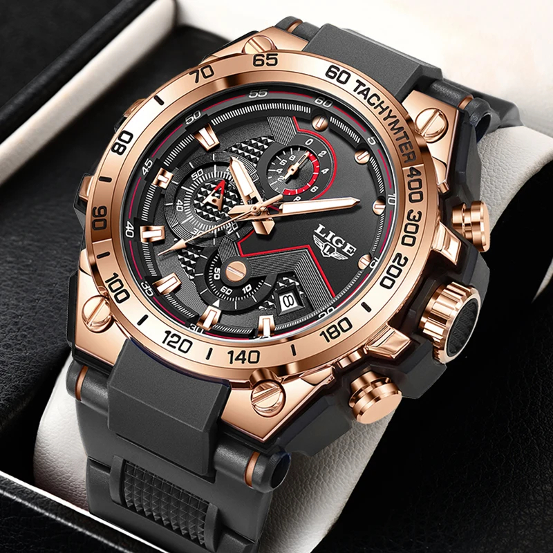 LIGE Waterproof Watches For Men Fashion Creative Silicone Men's Quartz Wristwatch Military Sports Date Chronograph Montre Homme - Image 11