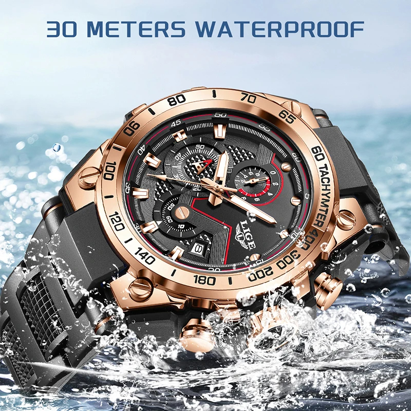 LIGE Waterproof Watches For Men Fashion Creative Silicone Men's Quartz Wristwatch Military Sports Date Chronograph Montre Homme - Image 12