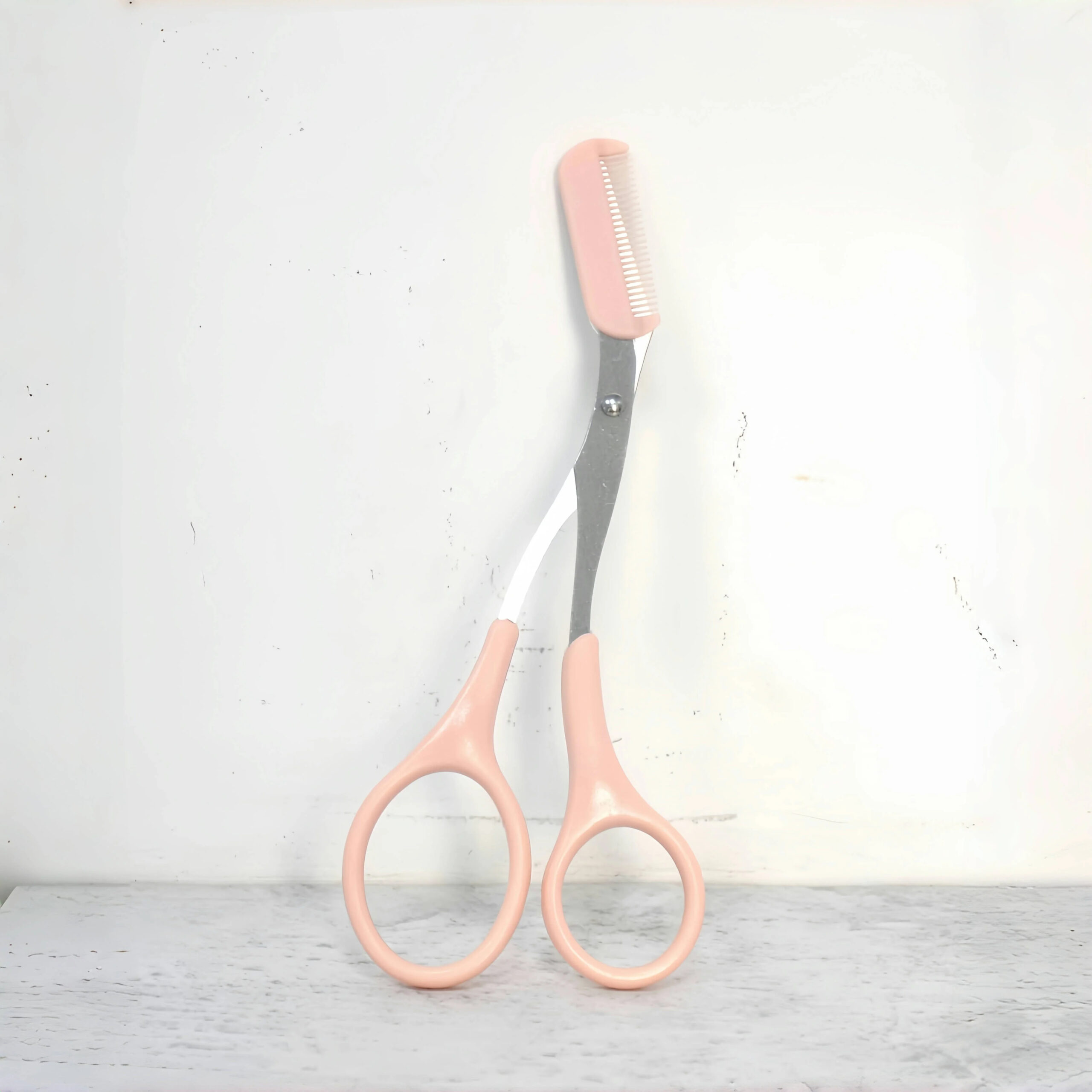 Pink eyebrow trimming scissors with built-in comb - stainless steel, precise grooming tool, creating perfect eyebrows - Image 6